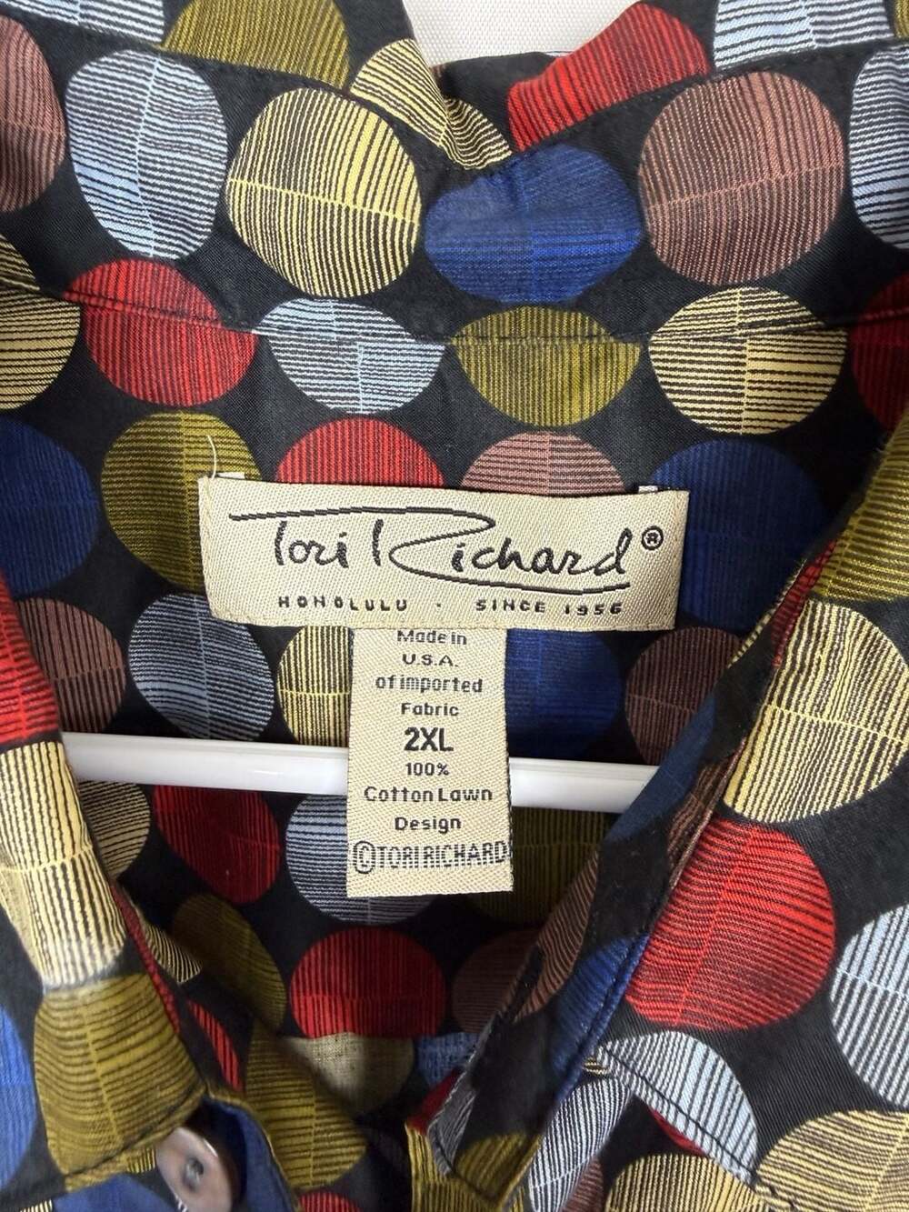 Tori Richard Men's 2XL Cotton Lawn Geometric Circle Print Short Sleeve - Picture 4 of 6